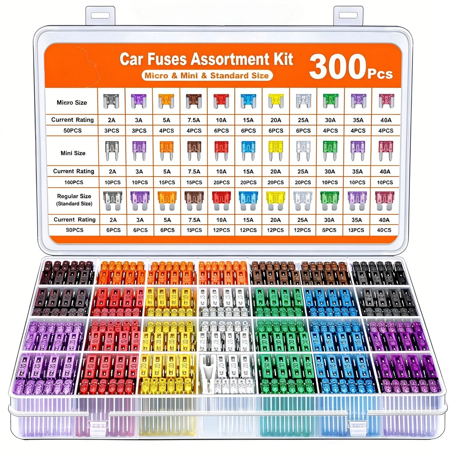 300PCS/Box 10 Box Car Fuse Kit Assortment Mini Small Medium Size Fuse Blanks Auto Circuit Protection Assorted Pack for Wholesale