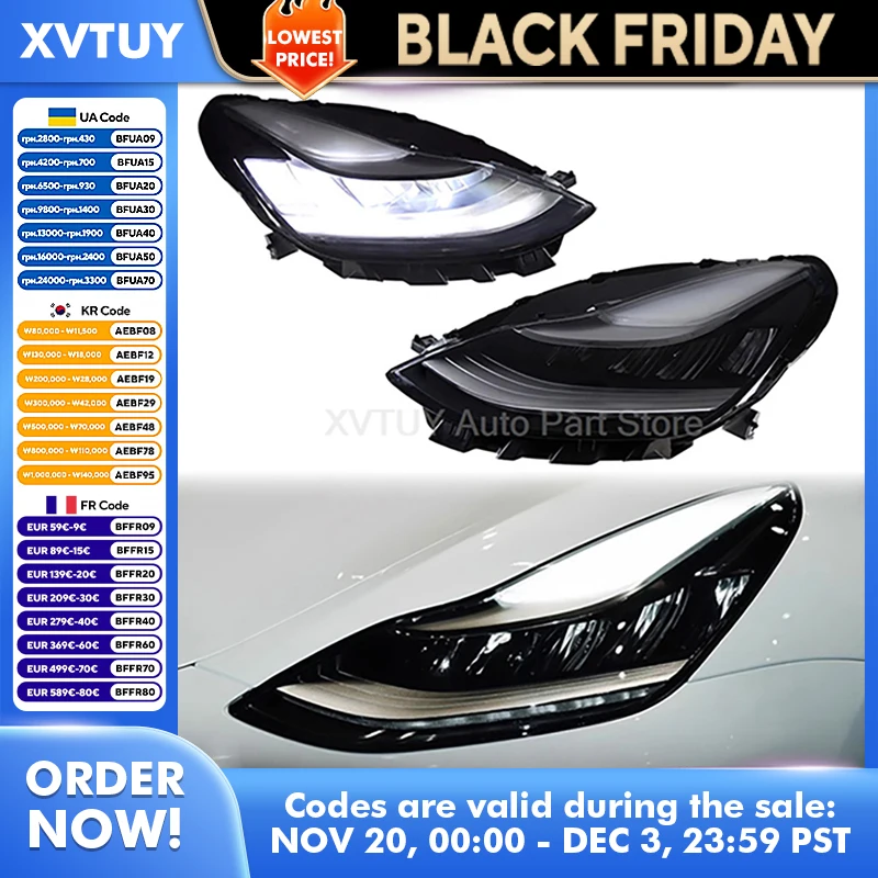 

Автомобильные фары в сборе для Tesla Model 3 Model Y, автомобильные фары, модифицированный дизайн, дневные ходовые огни, аксессуары, последовательный светодиод