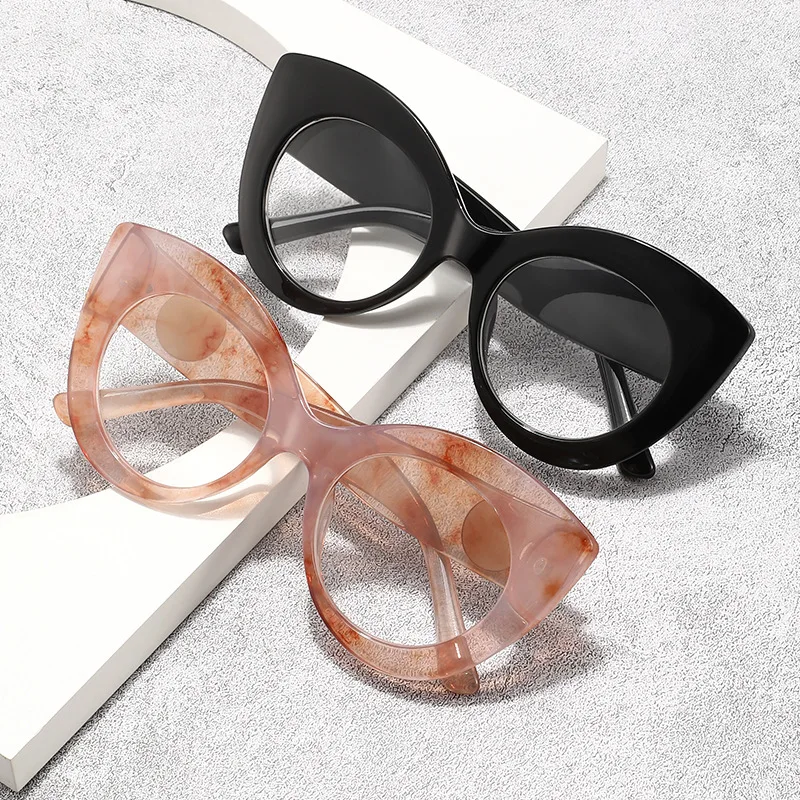 Large-framed Anti-blue Light Reading Glasses Women Handcrafted Pearl Decoration High-end Trend PC Eyeglasses 0 To +4.0