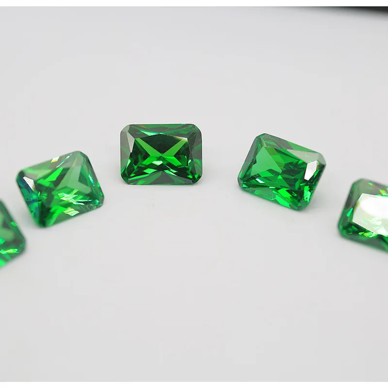 

20 шт./лот 3x5-12x16 мм прямоугольный цирконий свободные синтетические зеленые изумрудные драгоценные камни
