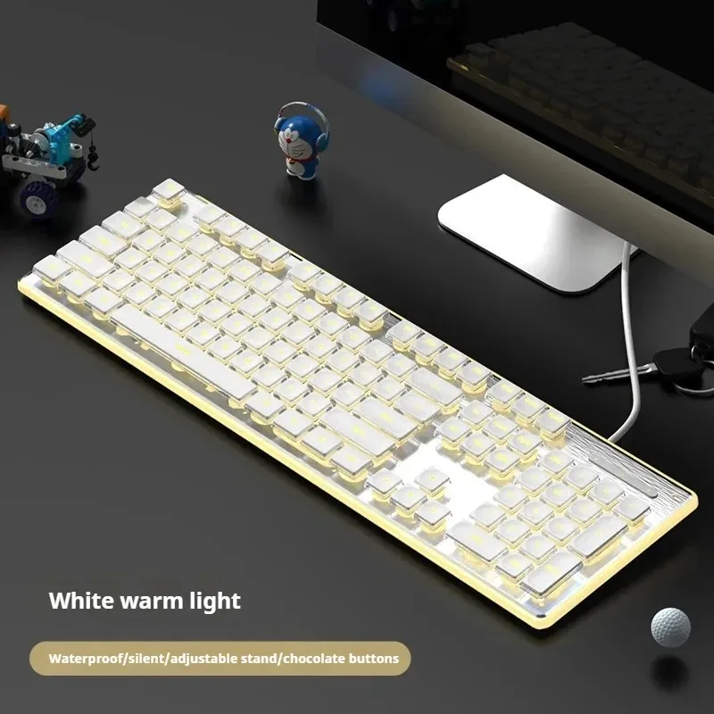 

Mechanical Touch Keyboard 104 Key Wired Waterproof Silent Ultra-thin Gaming Esports Office Typing Simple Fashionable Keyboard