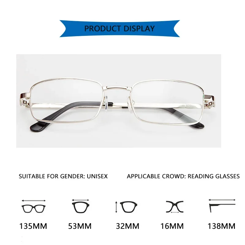 Männer Lesebrille HD Brillen Metallrahmen Presbyopie Brille Unisex Brille 0 bis +4,0 Brillen – Detail 5