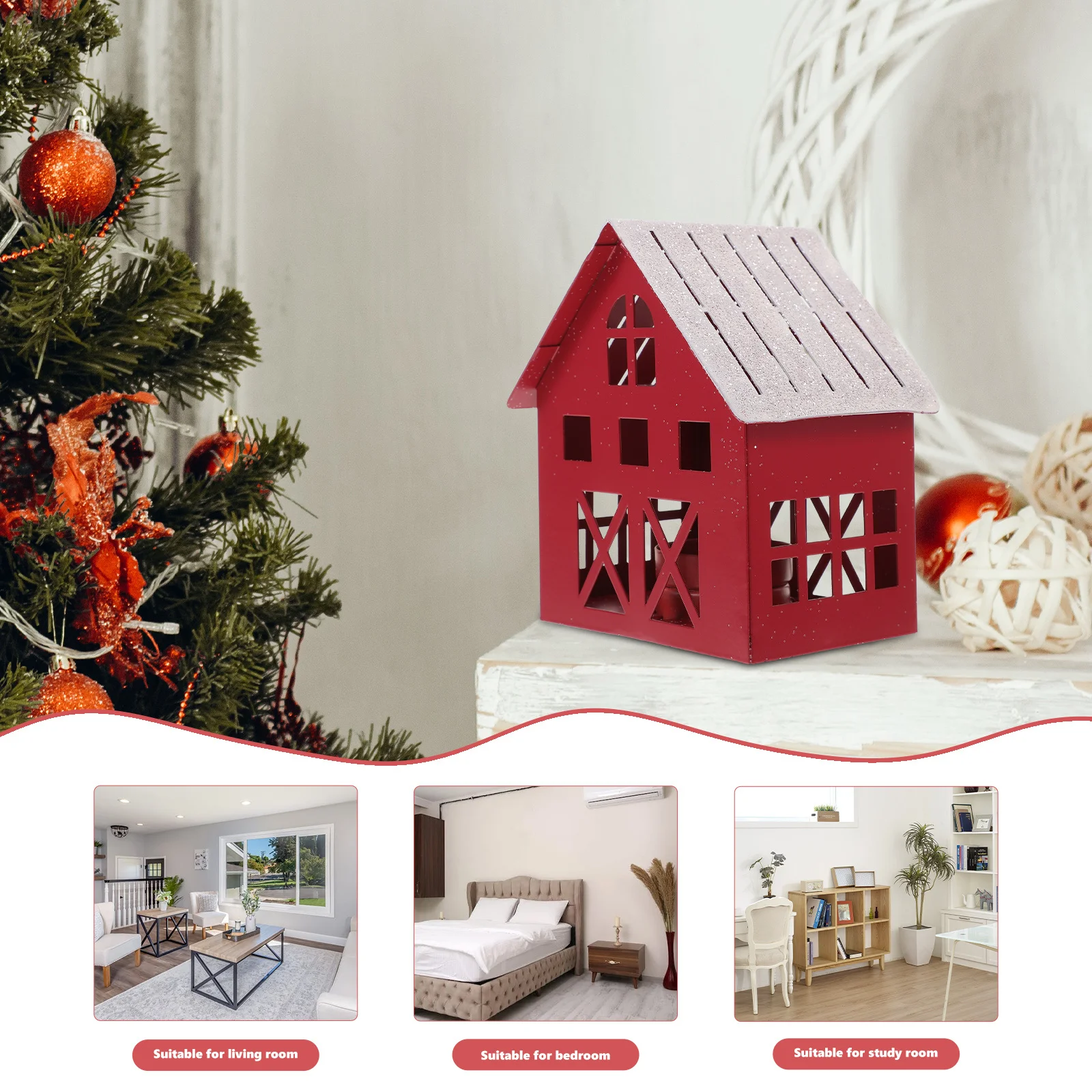 

Christmas Snow Globe House Miniature Metal Hut With Holder For Desktop Shelf Holiday Party Xmas Ornament