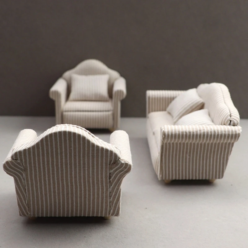 1:12 Dollhouses Mini Couch Set of 3 Home Decoration for Collectors and Kids