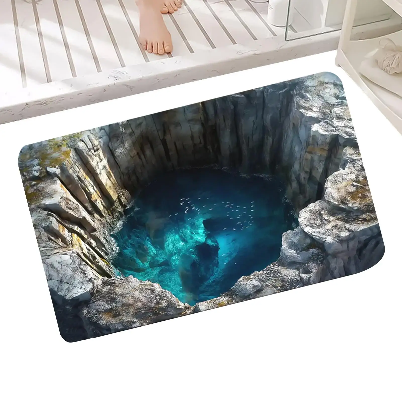 3D Optical Illusion Hole Rug Non Slip Carpet Easy Clean Pet Friendly Floor Mat for Living Room Hall Kitchen Bathroom Home Decor view 5