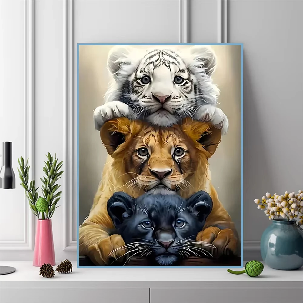 

Набор из трех милых пазлов с тиграми (500/1000/1200/2000 элементов) для всей семьи, игры для игровой комнаты, спальни, подарки, без рамки