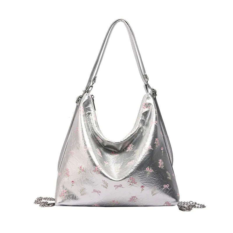 Bolso de hombro con cremallera para mujer, bolsa de mano de PU de alta calidad con estampado de moda, gran capacidad, novedad de 2024, envío gratis