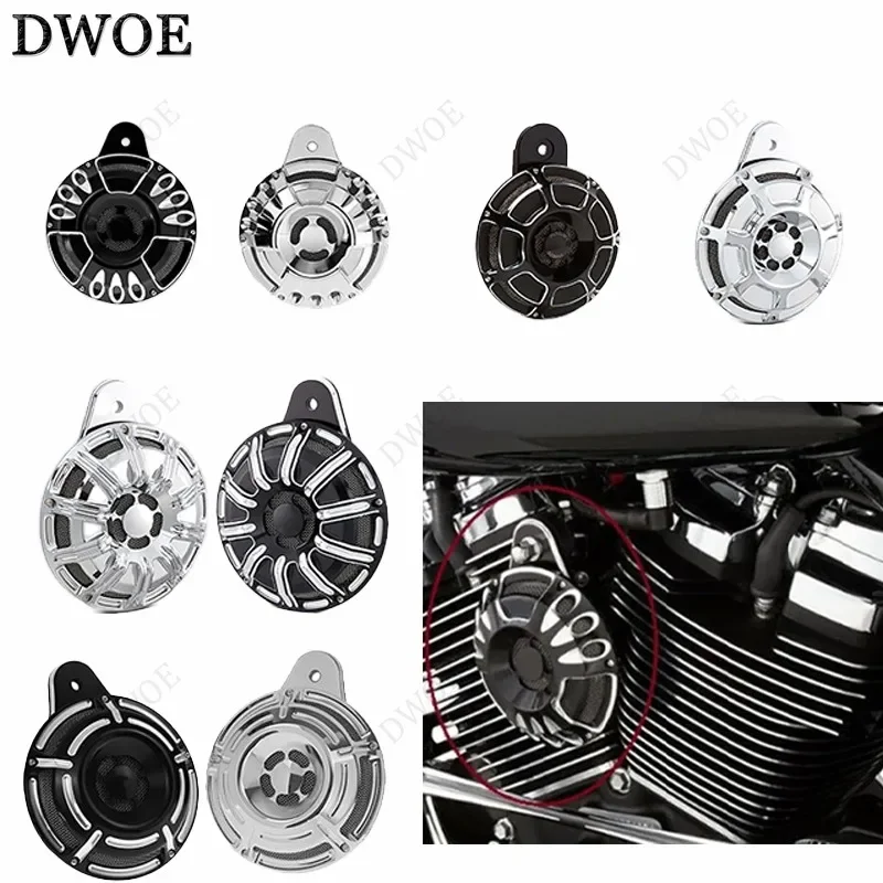 DWOE Motorcycle CNC Horn Cover Parts For Harley Touring FLHR FLHT 1991-2017 FLT Big Twin Horn Sportster XL 883 1200 2007-Later