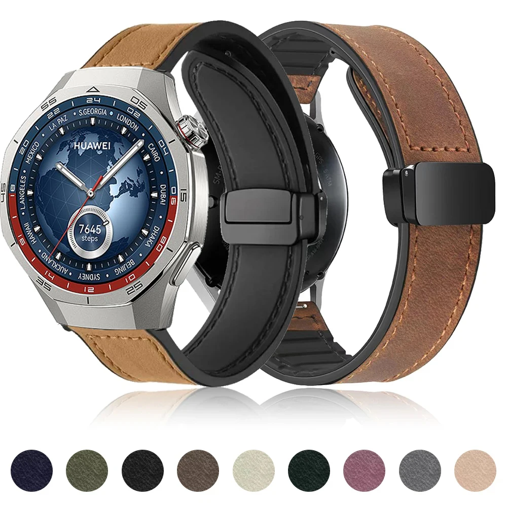 

Leather Silicone Strap for Huawei Watch GT 5 Pro 46mm Band Wristband Bracelet for Huawei GT 5 46mm SmartWatch 20mm 22mm Strap