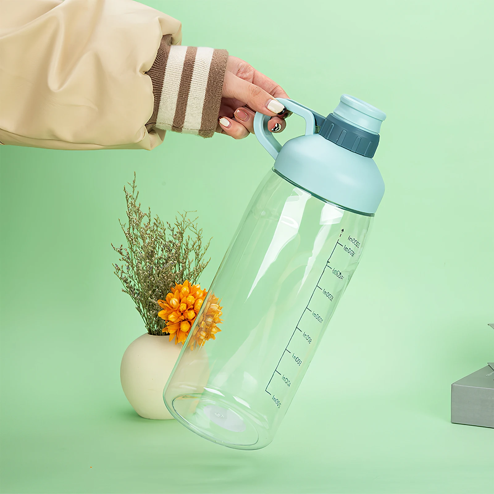 

1pc Large Capacity Durable PP Material Water Bottle Portable Fitness Gym Outdoor Sports Water Bottle For Fitness Container