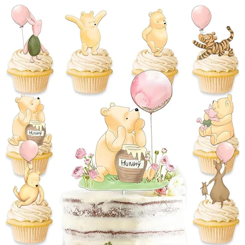 Disney Winnie Theme happy birthday party decoration for baby boy cake topper party supplies for kid favor cake decoration