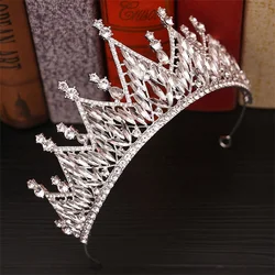Fashion Elegant Korean Gold Color Crown Hair Accessories Luxury Crystal Tiara For Women Wedding Headdress Bridal Hair Jewelry