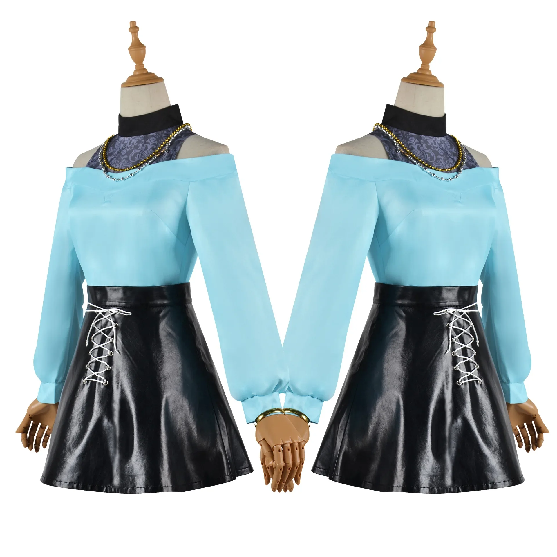 

2025 Okr No Ko Mem Cho Cosplay Costume pour femme perruque robe bleue tenue jupe cheveux blonds vêtements de sauna fête