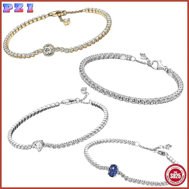 

Fashion 100% 925 sterling silver exquisite tennis charm bracelet suitable for ladies fine bead DIY high jewelry gift making