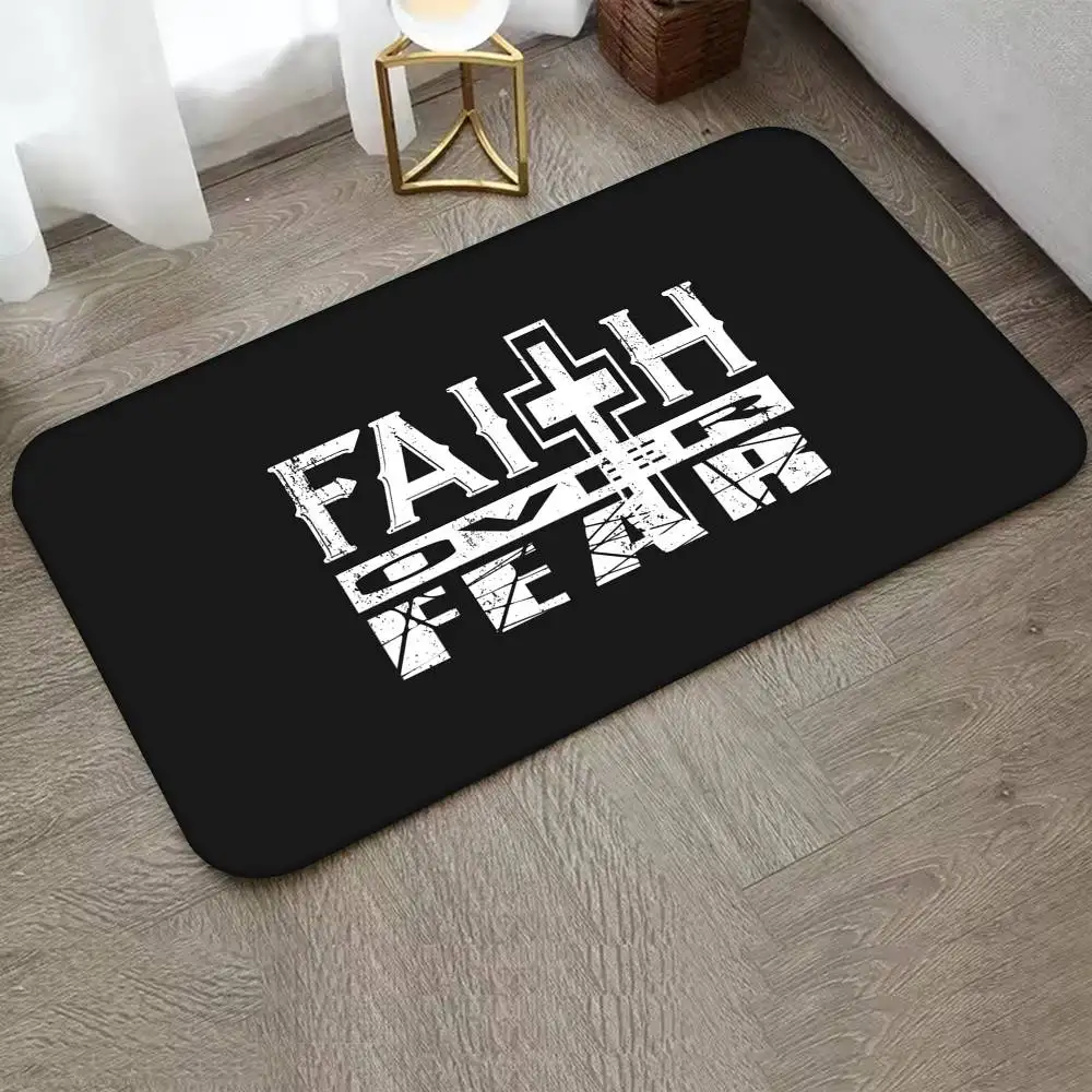 พรมเช็ดเท้าข้อพระคัมภีร์ ศิลปะศักดิ์สิทธิ์ ข้อความจากพระคัมภีร์  สำหรับคริสเตียน  ใช้ในบ้าน ห้องน้ำ  ดูดซับน้ำได้  กันลื่น  ของตกแต่งบ้าน