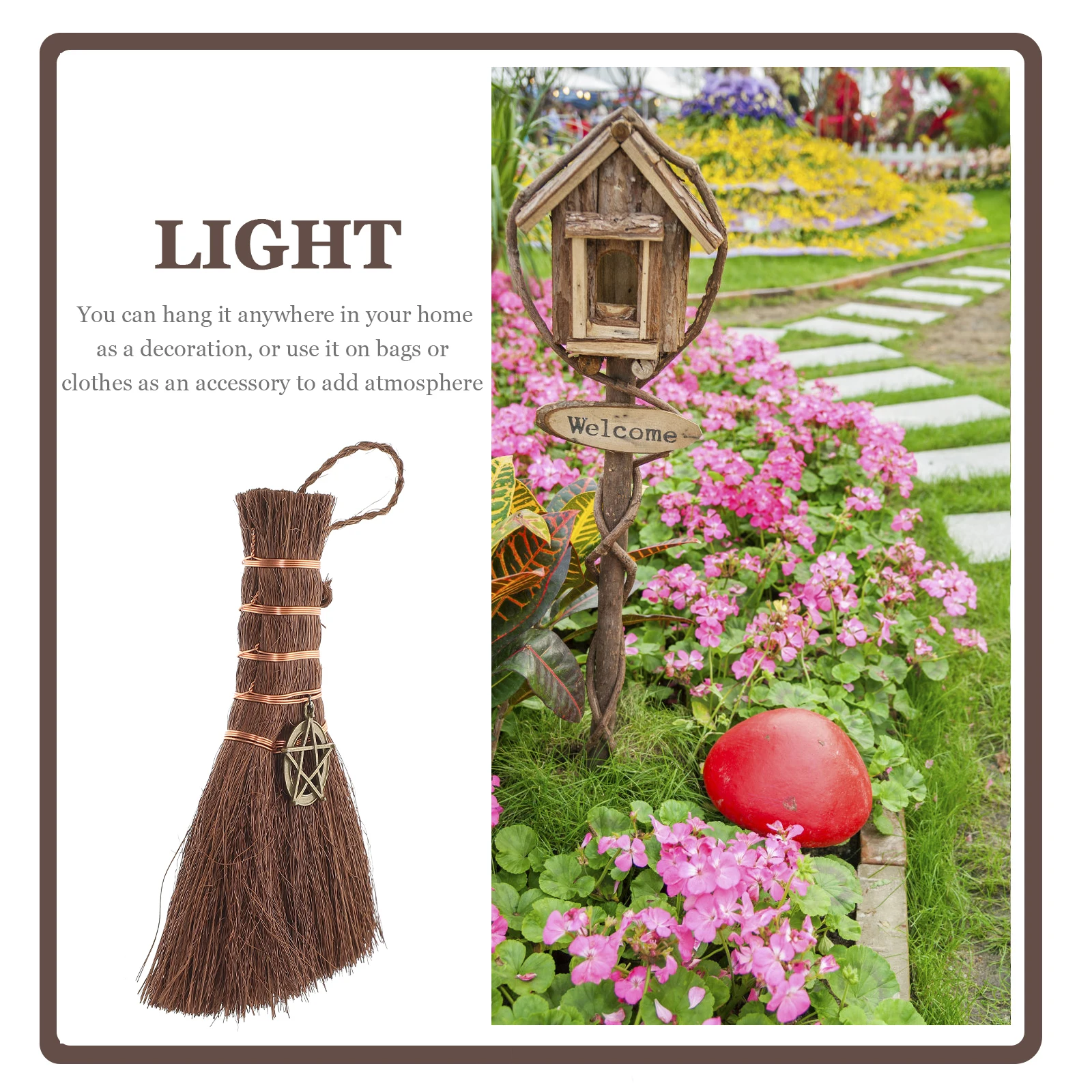 

Exquisite Brown Broom Pendant Halloween Car Hanging Miniature Brooms for Crafts