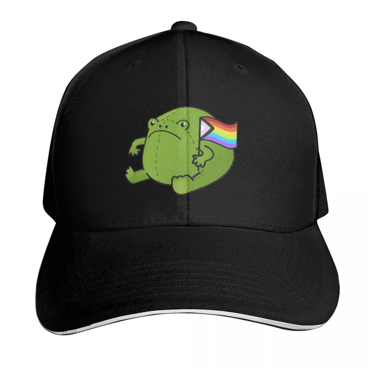 ricky rain frog progress pride flag Baseball Cap Contrast Two Tone Brim Snapback Flat Bill Strapback Dad Hat