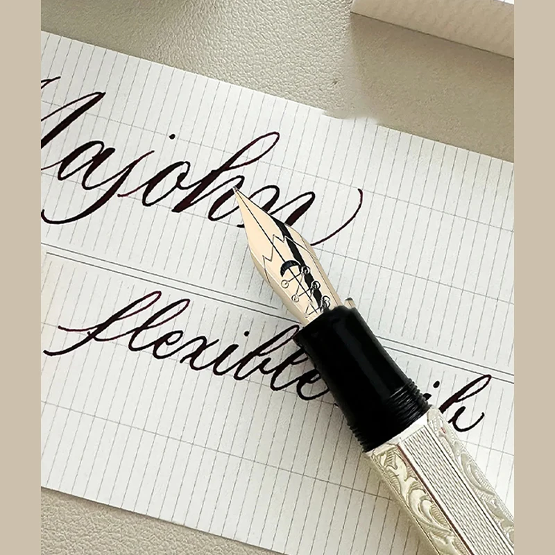 MAJOHN P136 P137 P138 P139 No.6 Solf Flex Nib Grip Section Fountain Pen Tip Copperplate ES ER Round Body Songti Dot Tip
