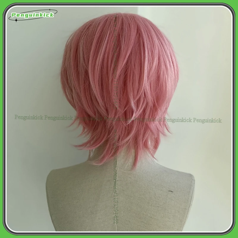 Ayato Yuri Cosplay Synthetic Wig Bangs Pink Short Hair Yarichin Club Game Anime Role-play Real Pictures