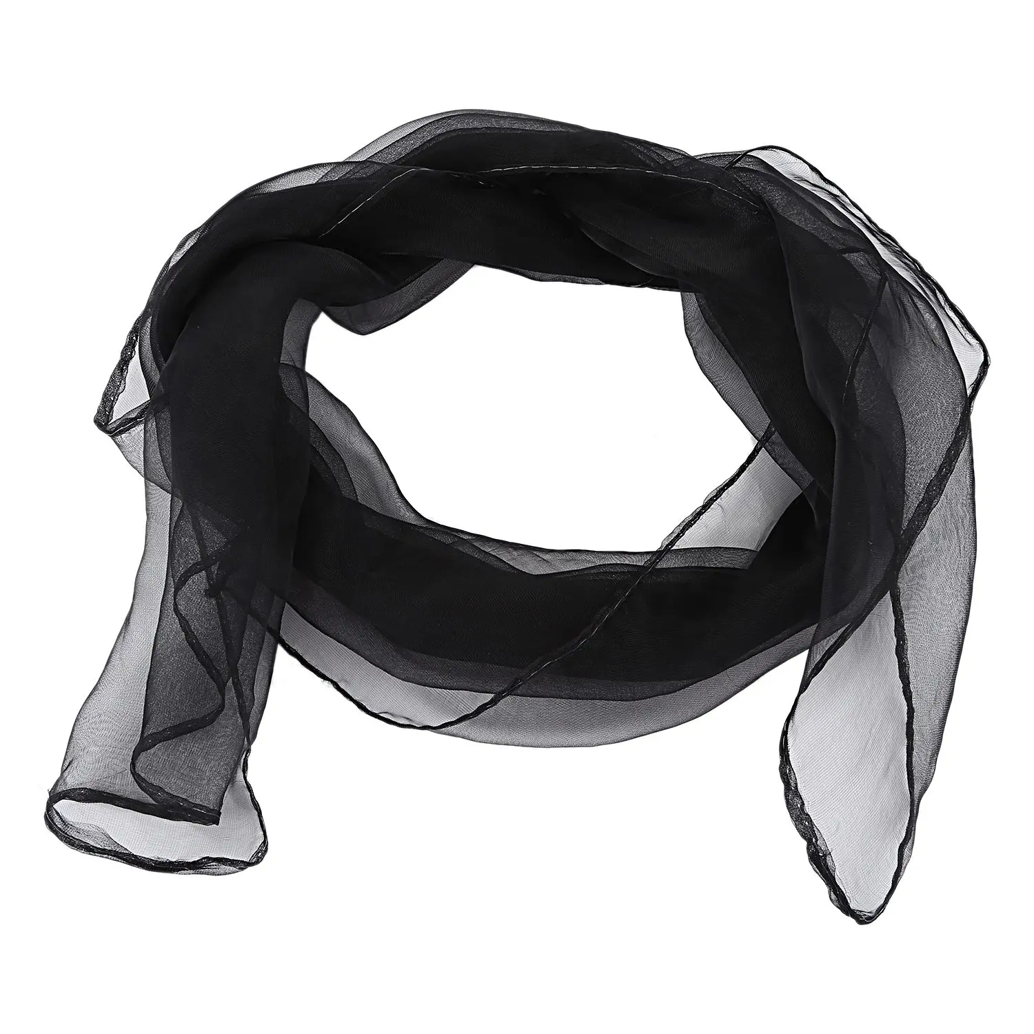 

HOT Lovely Fashion Plain Square Chiffon neck Scarf Head Scarves 70 cm x 70cm (Black)