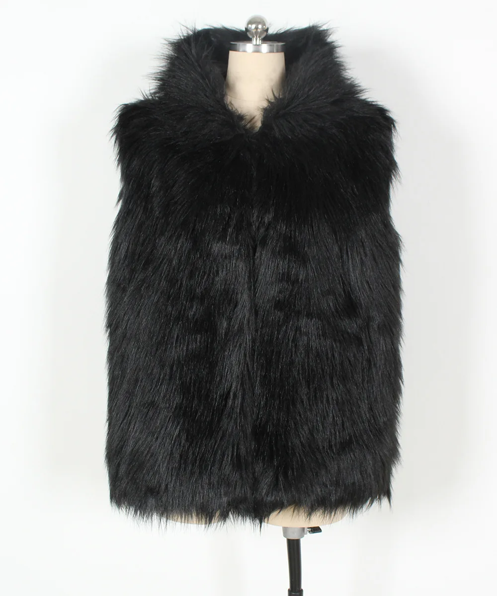 

Winter Warm Faux Fur Fox Fur Casual Mens Hooded Jacket Vest Thick Male Slim Coats Zipper Sleeveless Y2k Streetwear Fur Waistcoat