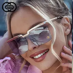 51121 Oversized Square Luxury Brand Sunglasses One Lens Fashion Men Women Shades Uv400 Vintage Glasses