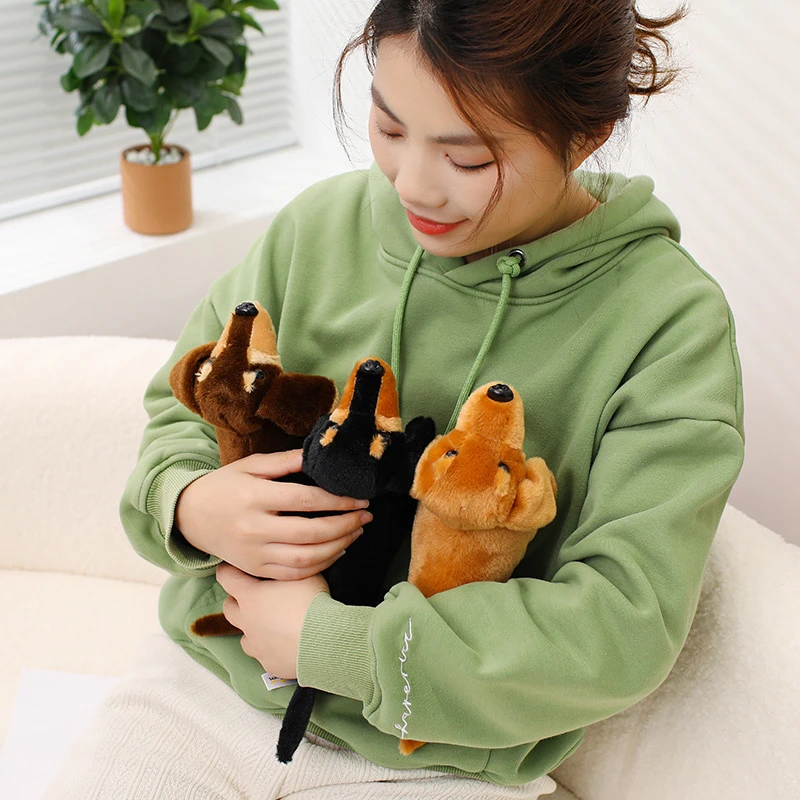 卸売 ブラック＆タン コーヒー ダックスフント 犬 ぬいぐるみ ダグラス・スパッツ シミュレート リアルな質感 誕生日プレゼント 子供向け