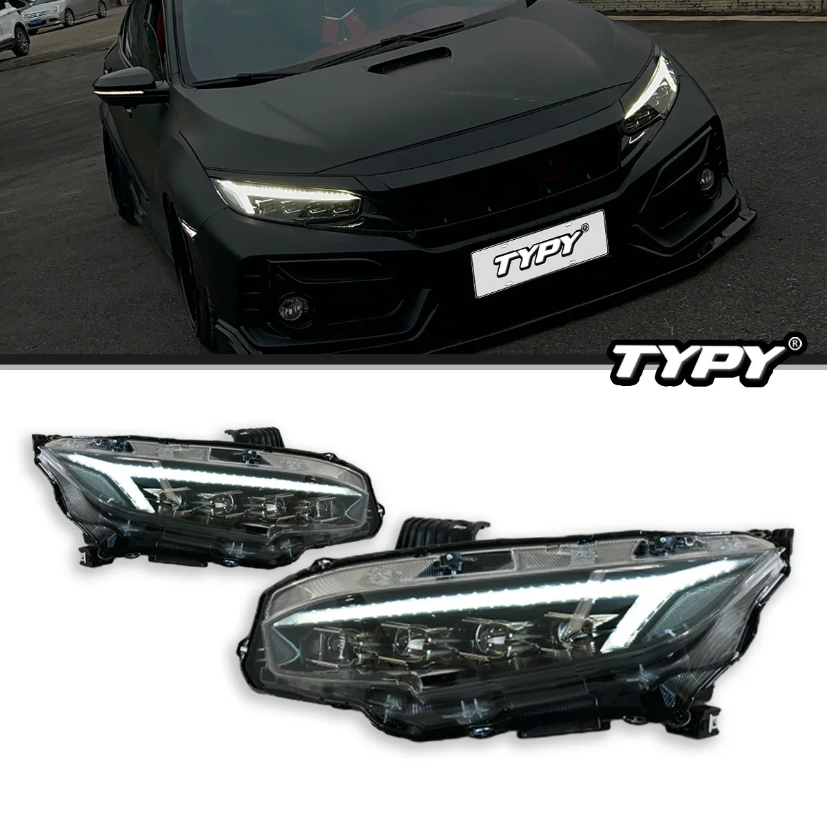 

TYPY Car Lights For Honda Civic 10th Headlight 2016-2021 LED Projetor head Lamp Daytime Running Light Automotive Accessories
