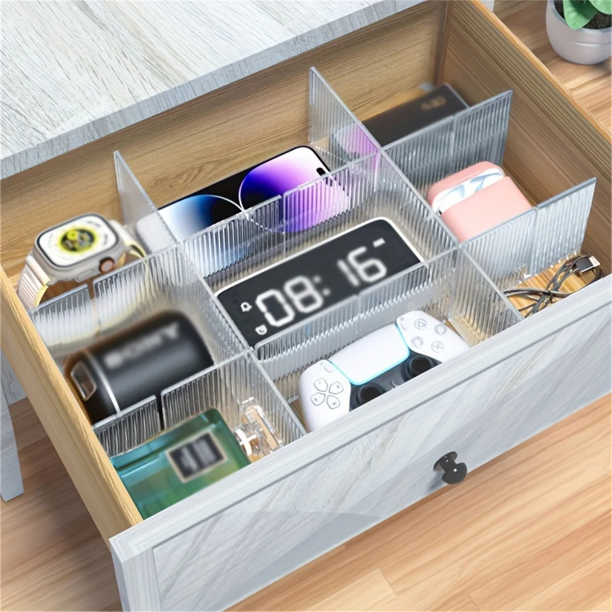 4pcs Plastic Transparent Drawer Divider, Cuttable & Freely Combination Partition Board, Underwear Socks Storage & Organization