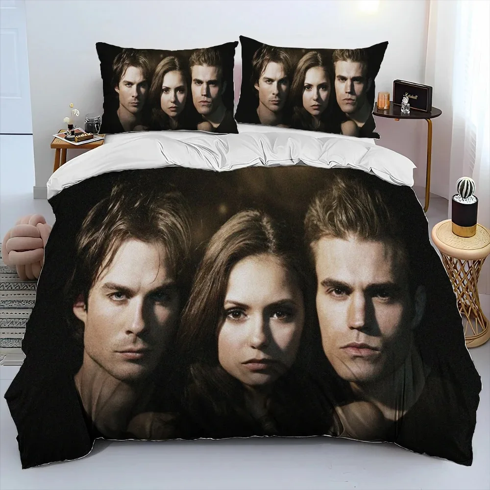 Das Bettwäsche-Set „The Vampire Diaries“ mit 3D-Druck, bestehend aus Bettbezug, Bettdecke und Kissenbezug, in den Größen King, Queen und für Kinder – ein ideales Geschenk. – Detail 19