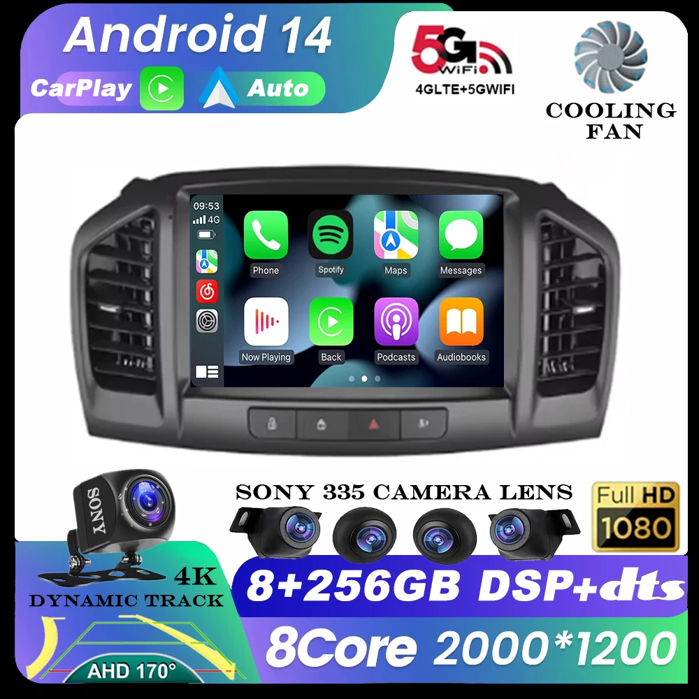 Android 14 Car Radio For Buick Regal 2009 - 2013 / Opel Insignia 2008 - 2012 GPS Carplay Auto Multimedia WIFI Video Player QLED