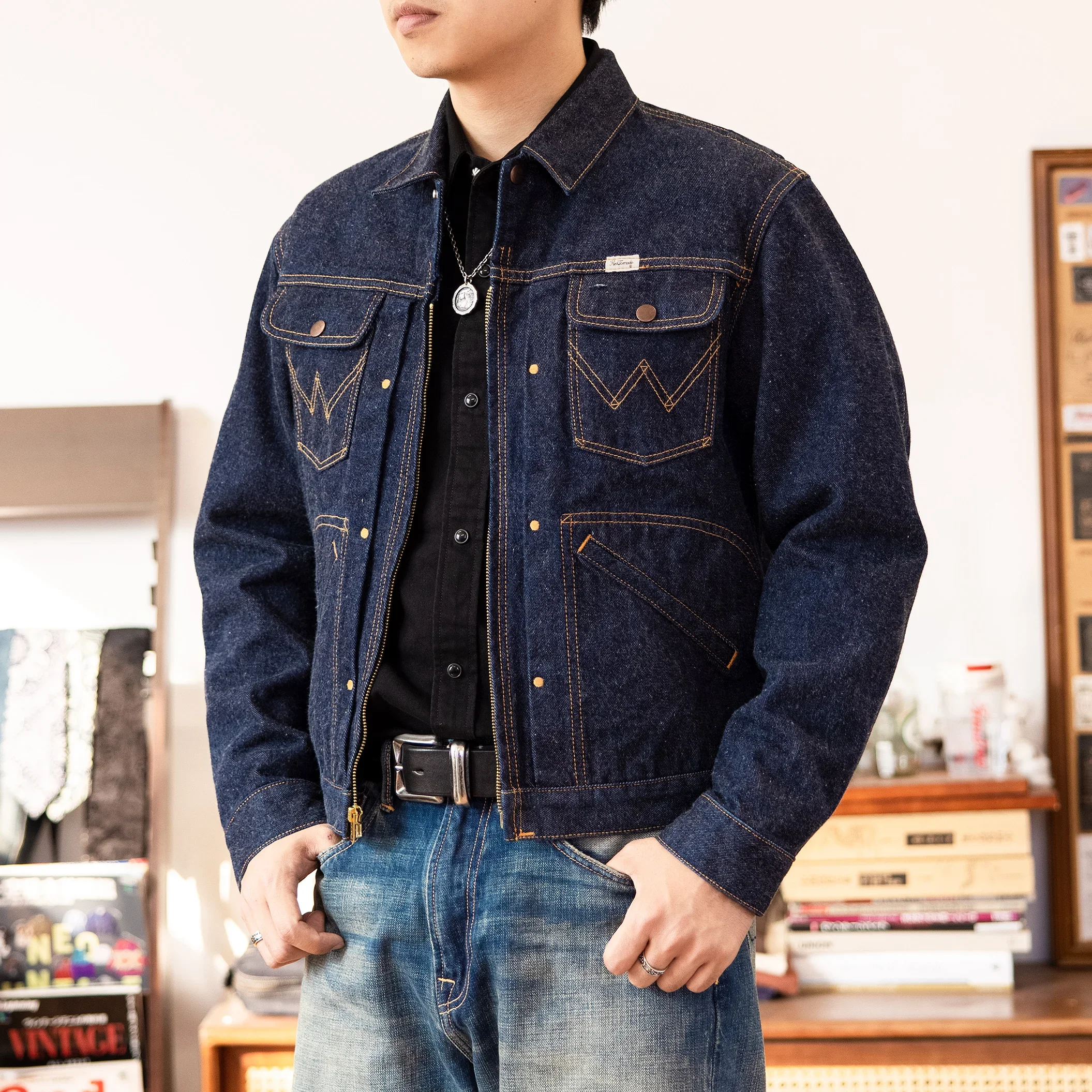 24MJZ-0001 Big Size 14oz High Quality Cotton Denim Jacket Casual Stylish washed Coat