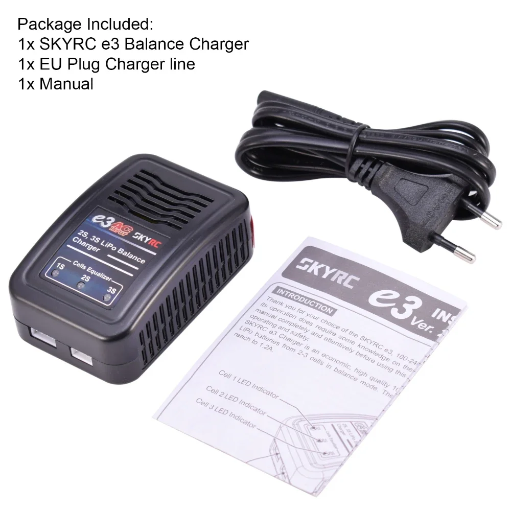 Toekomstige vlucht SKYRC e3 oplader 2S 3S LiPo batterijbalanslader AC-ingang 100V-240V EU-stekker SK-100081