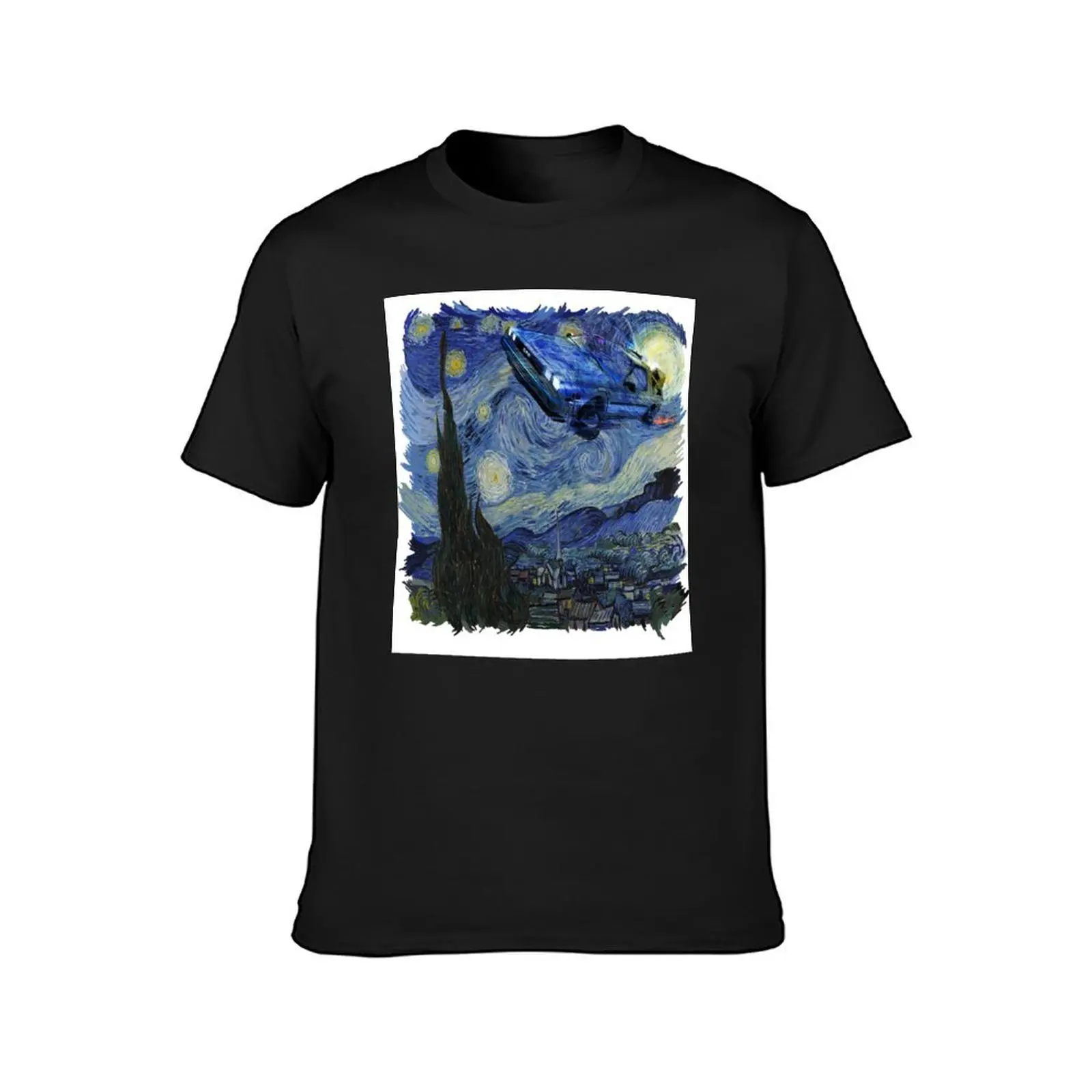 Starry Night Delorean T-Shirt quick-drying summer tops t shirts for men graphic