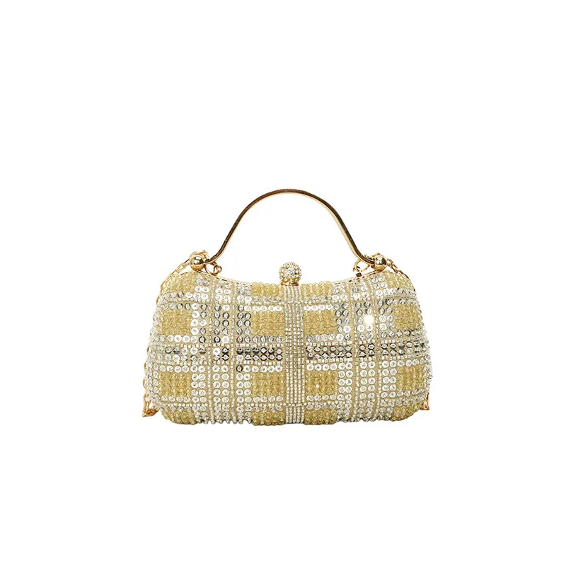 

2025 Fashion Purse Luxury Golden Silver Sequin Rhinestone Women Shoulder Crossbody Bag Chain Elegant Ladies Party Evening Clutch