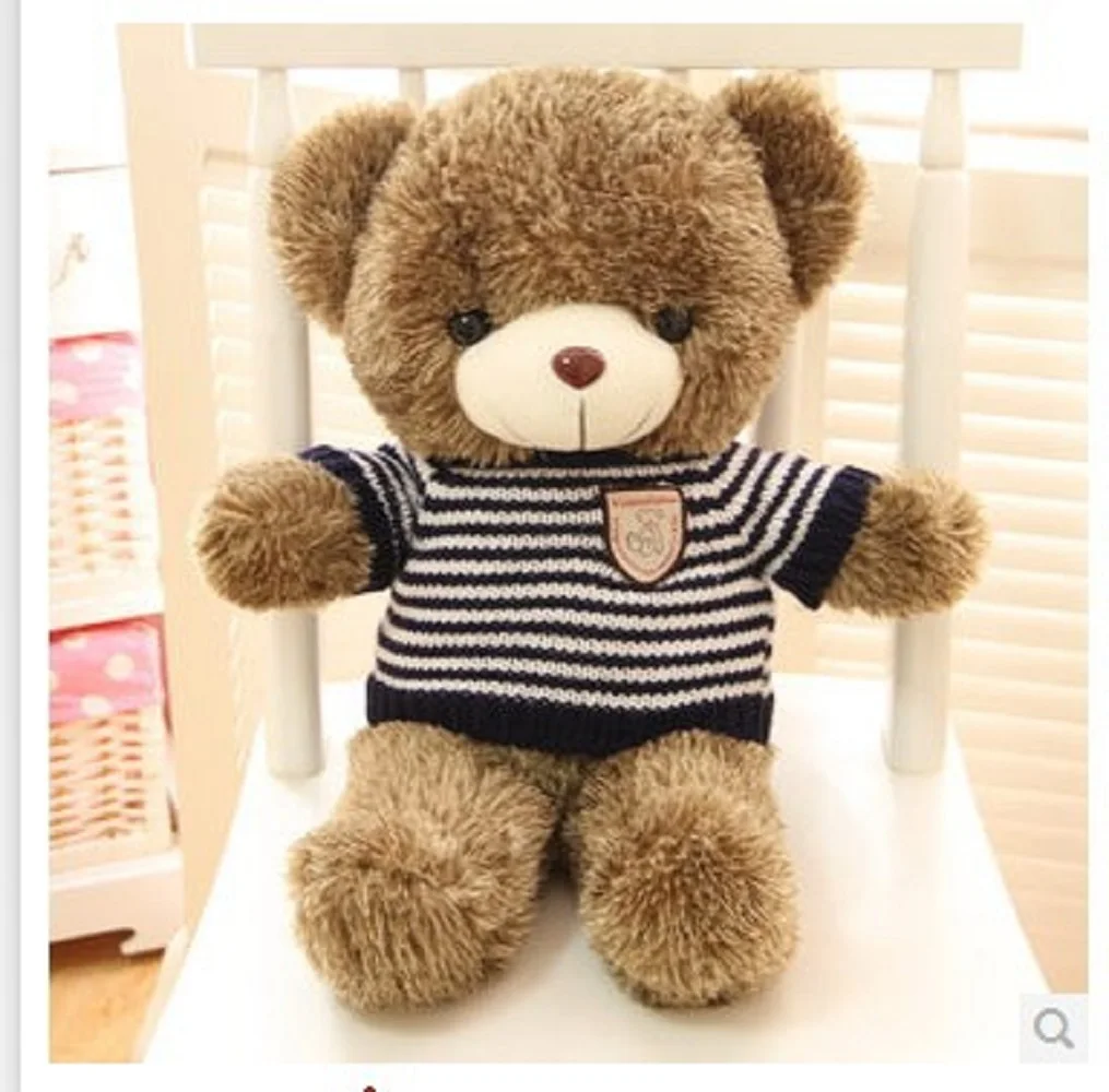 

Stuffed animal Teddy bear blue stripes cloth bear about 27 inch plush toy 70 cm bear throw pillow doll wb112