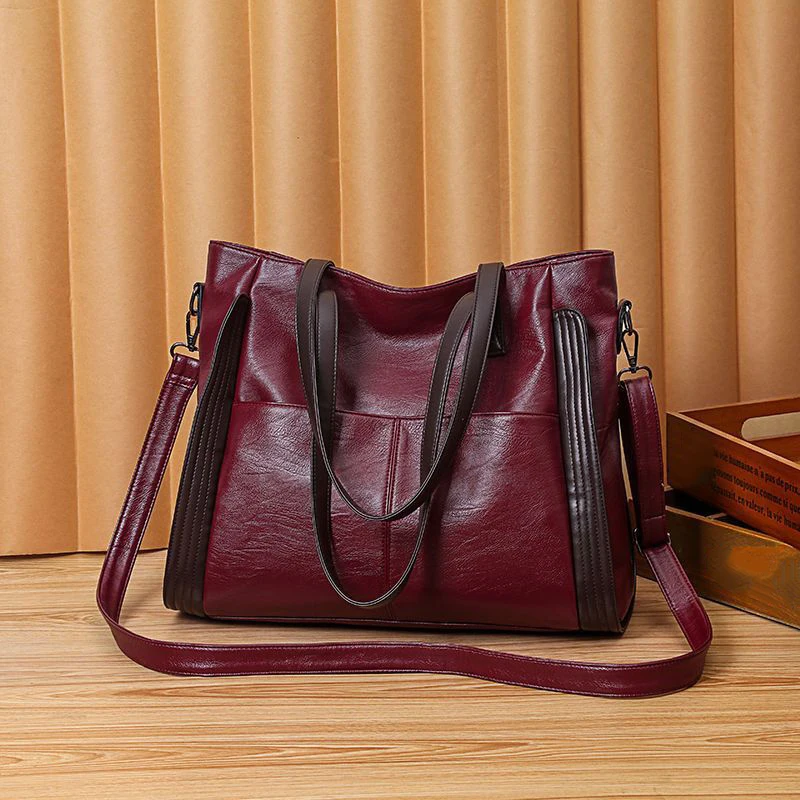 

Fashion Women Handle Bag Vintage PU Leather Crossbody Tote Bag Female Luxury Handbag Large Capacity Shoulder Bag for Women