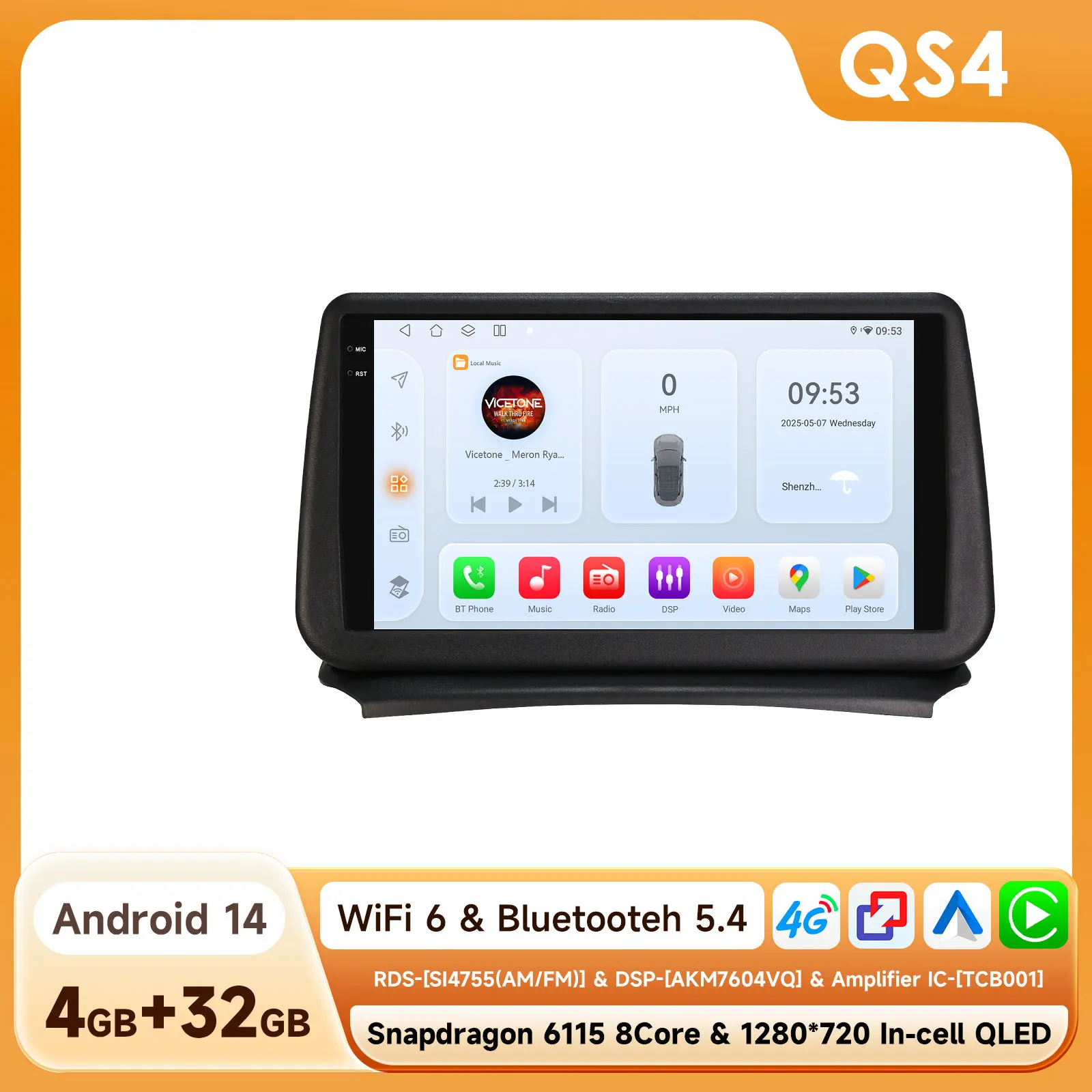 Hizpo 8-Core 2-DIN AI Android 14 autoradio voor Opel Zafira C 2010-2016, multimediasysteem met GPS, 4G, Carplay en 360° camera, aangedreven door Snapdragon 6115