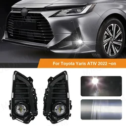 1 Set For Toyota Yaris Ativ 2022 2023 Car Front Fog Lamp Assembly White LED Lens Fog Light Cover Wire Harness Relay Accessories
