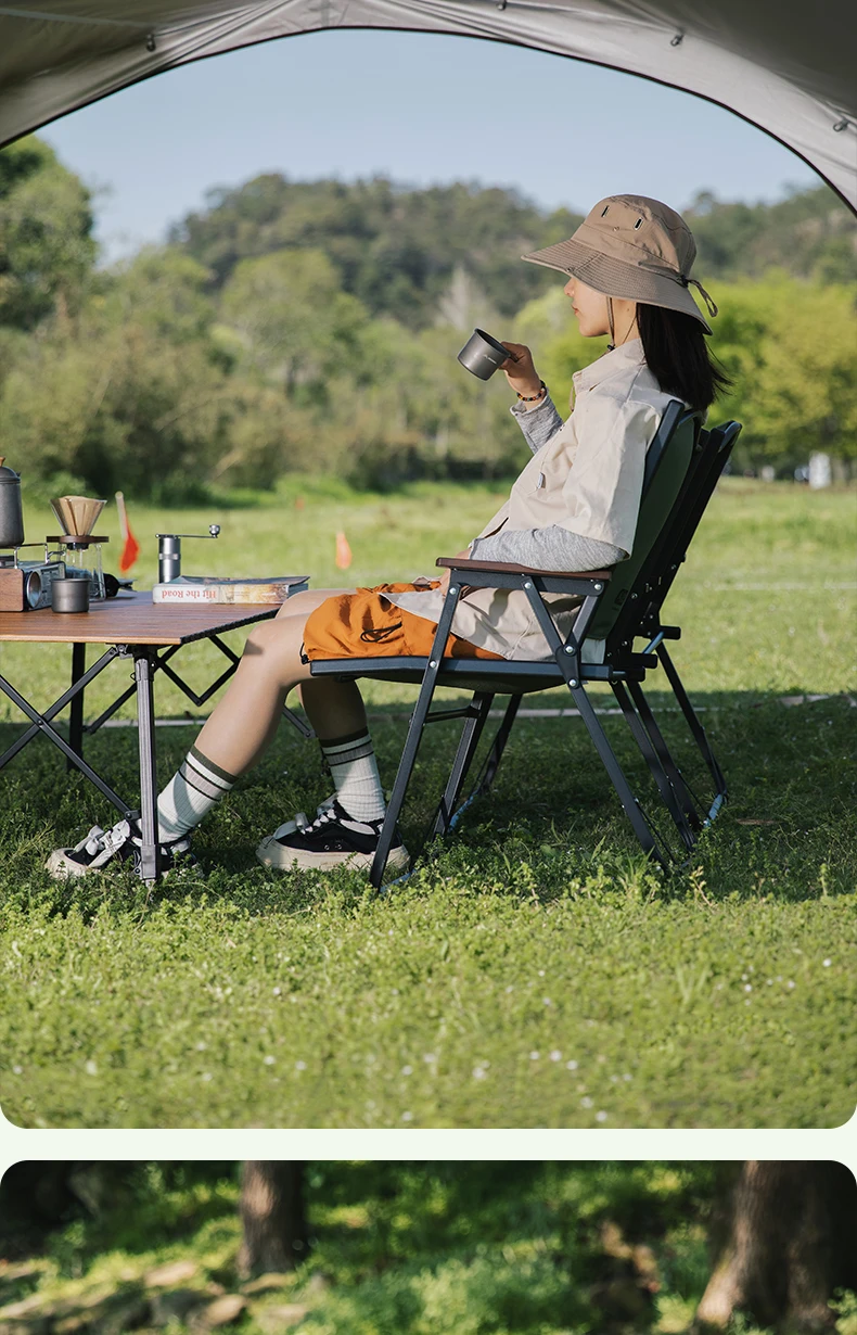 BISINNA Outdoor Klappbarer Campingstuhl Tragbarer Lounge-Kit-Stuhl Picknick Strand Wandern Trekking – Detail 7