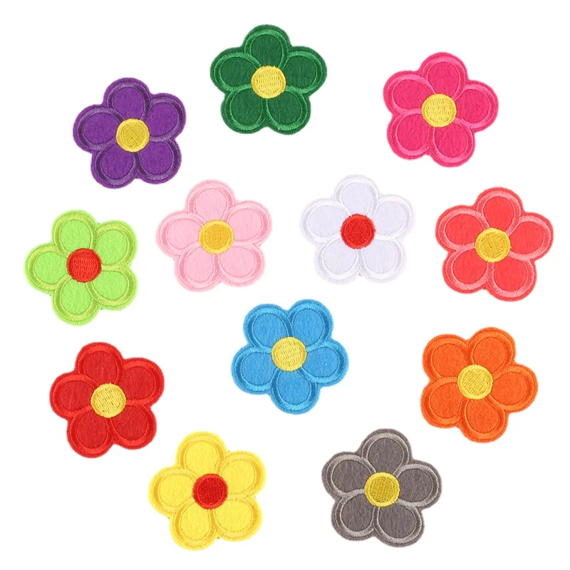 

200pcs/Lot Luxury Embroidery Patch Plum Sunflower Shirt Bag Purple Pink Blue Shirt Cover Clothing Decoration Craft Diy Applique