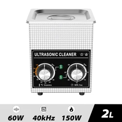 Knob Ultrasonic Cleaner 60W 2L Household Stainless Steel Basket 220V-240V Ultrasound Cleaning For Denture Watches Glasses