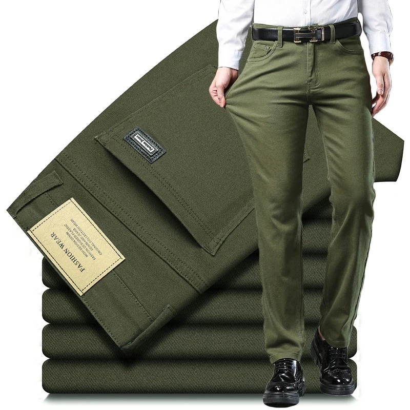 Men's New 92% Cotton Spring Autumn Jeans Stretch Straight Fashion Business Office Trousers Male Casual Plus Size Denim Pants