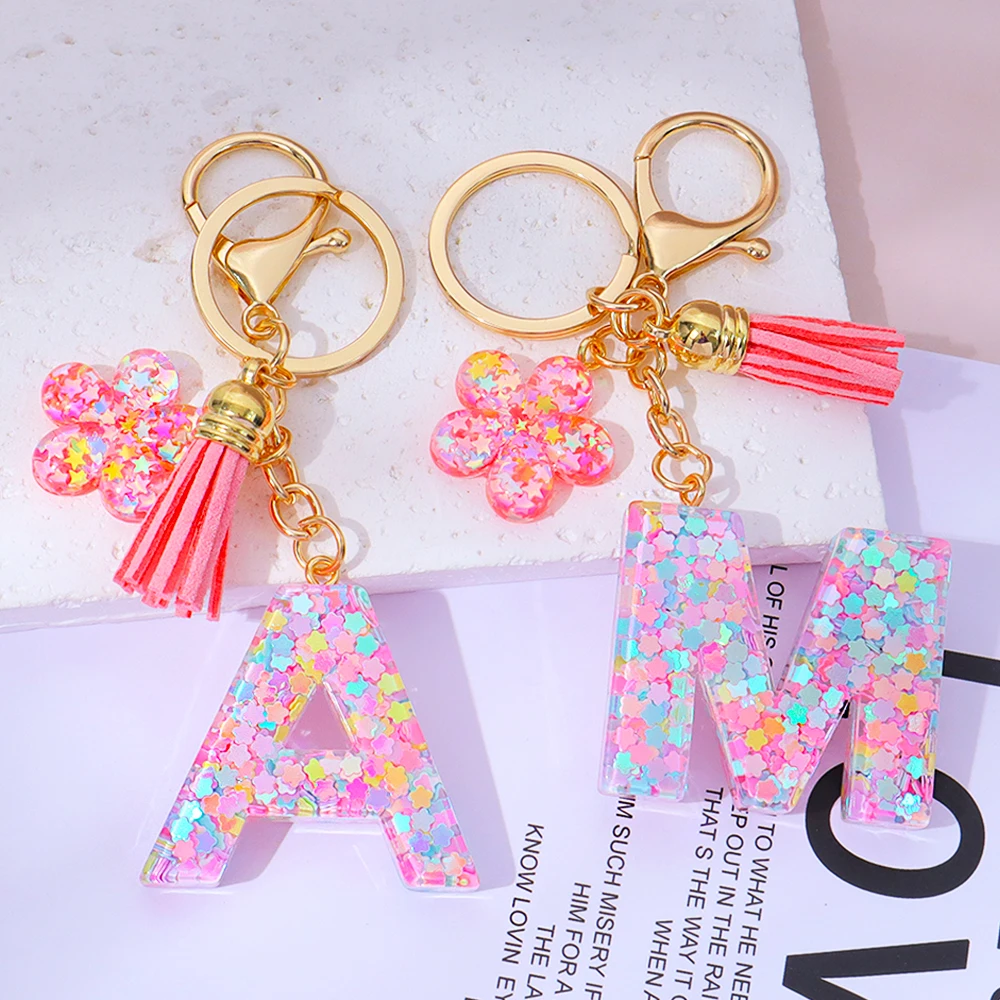 Pink Sequins Filled Letter Key - Resin Art Name review and price