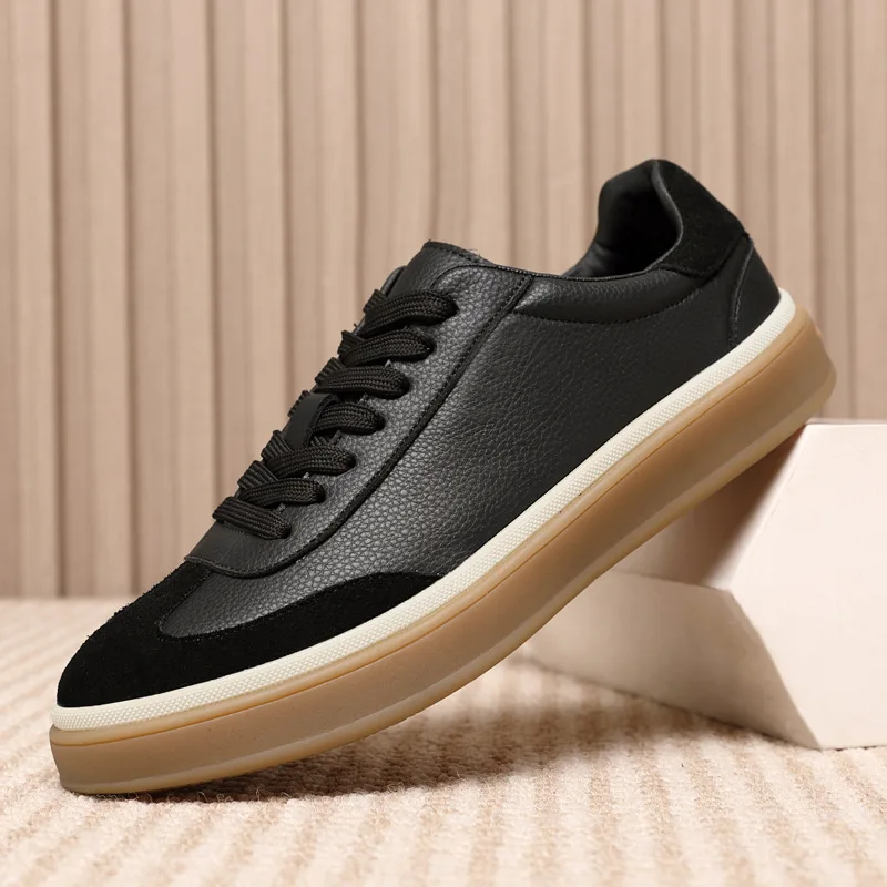 

Spring Autumn Genuine Leather Men Sneakers Outdoor Lace-Up Casual Walking Shoes New All-match Male Skateboard Footwear