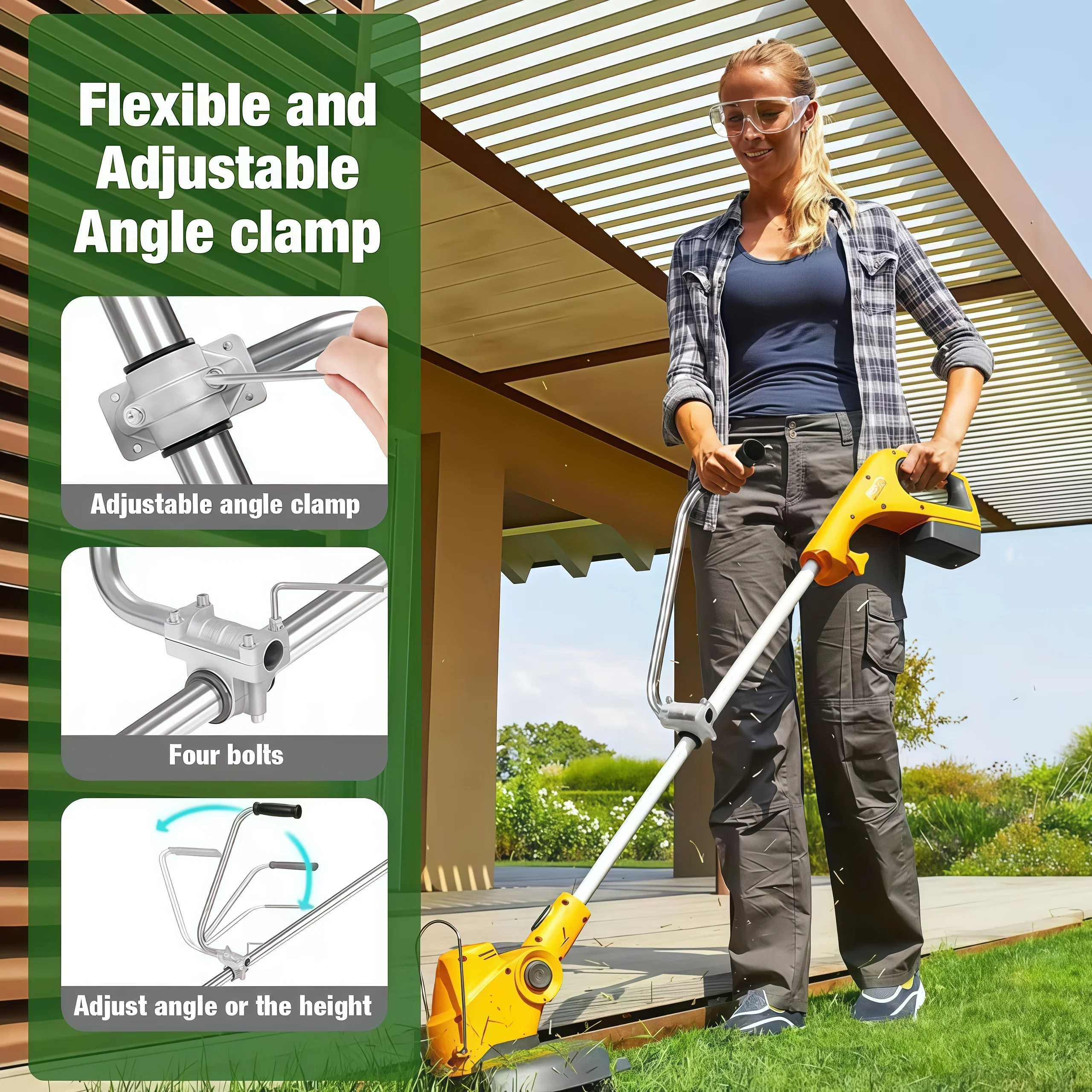 Universal Trimmer with Ergonomic Handle, Extension Rod, Perfect for Lawn Care and Landscaping, Designed for Comfort