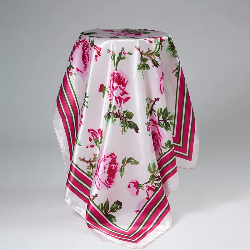 

Elegant Satin Hijab Turban Scarf Women Luxury Headscarf Shawl Wraps Neckerchief Bandana Headband Ribbon Hair Bands Handkerchief