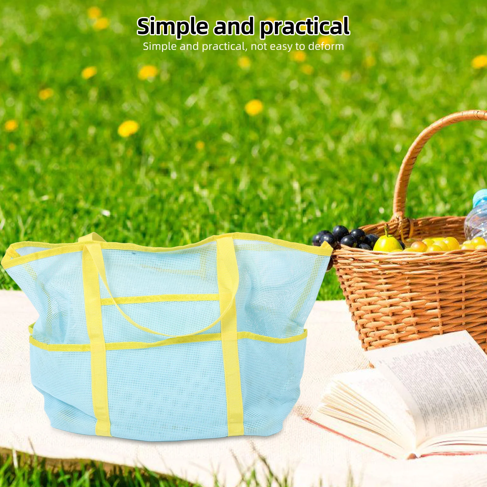 กระเป๋าตาข่ายระบายอากาศสำหรับใส่ของใช้ในชีวิตประจำวัน พกพาสะดวกสำหรับเดินทางไปชายหาด อาบน้ำ น้ำหนักเบา พับเก็บได้ ใช้เป็นกระเป๋าถือได้