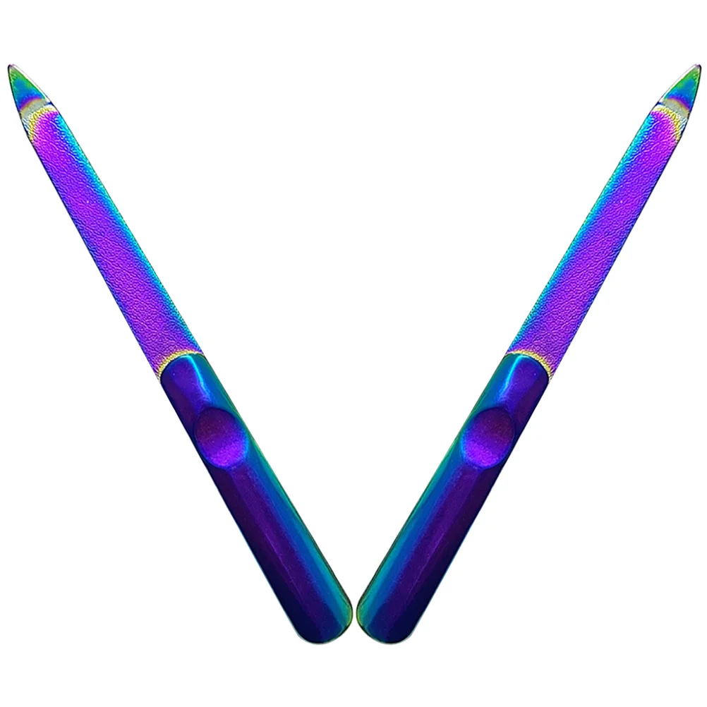 ตะไบเล็บโลหะ 2 ชิ้น สแตนเลส ตัดหนังกำพร้า ขัดเงา เครื่องมือทำเล็บ สำหรับร้านเสริมสวยและใช้ในบ้าน