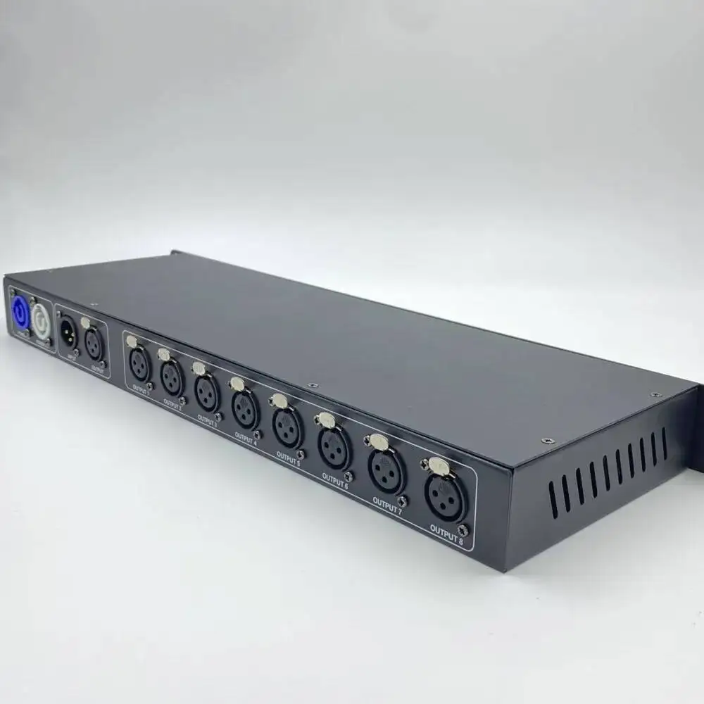 8-полосный распределитель DMX512, 8-канальный разветвитель DMX, усилитель сигнала, электрическая изоляция, разъем XLR для светодиодного контроллера сценического освещения